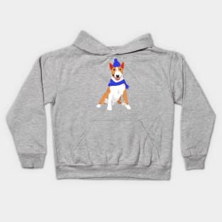 Blue Winter Hat and Shawl Miniature Bull Terrier T-Shirt for Dog Lovers Kids Hoodie